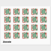 Pink Green Joy Love Peace Floral Christmas Vierkante Sticker (Vel)