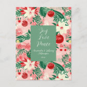 Pink Green Joy Love Peace Floral Post Kaart (Voorkant)