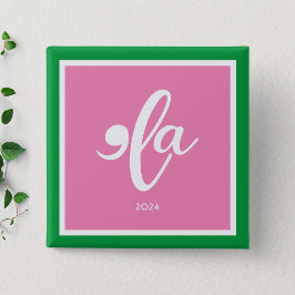 Pink Green Kamala 2024 Zeg haar naam Vierkante Button 5,1 Cm