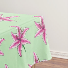 Pink Green Lily Flower Floral Garden Party Pasen Tafelkleed