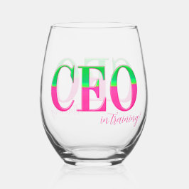 Pink & Green Motivational CEO in Training  Wijnglas Zonder Voet