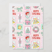 Pink & Green Nutcracker Custom Christmas Photo  Feestdagenkaart (Achterkant)