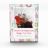 Pink & Green Nutcracker Custom Christmas Photo Fotoblokken (Voorkant)