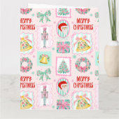 Pink & Green Nutcracker Custom Christmas Photo  Kaart (Achterkant)