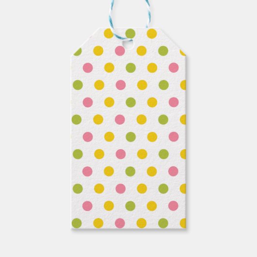 PINK GREEN ORANJE GEEL POLKA DOTS CADEAULABEL (Voorkant)