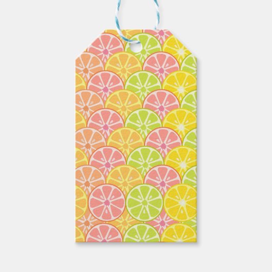 PINK GREEN ORANJE GEEL VRUCHTEN CADEAULABEL (Voorkant)