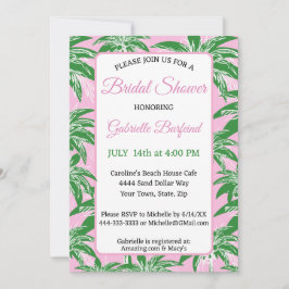 Pink & Green Palm Bridal Shower Invitation | Palm Kaart