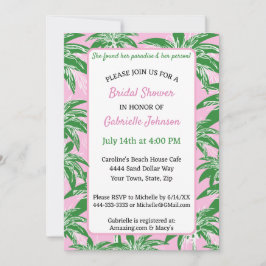 Pink Green Palm Tree Preppy Summer Shower Party Kaart