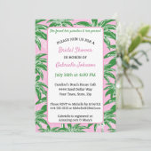 Pink Green Palm Tree Preppy Summer Shower Party Kaart (Staand voorkant)