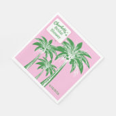 Pink Green Palm Tree Vrijgezellenfeest Script Naam Servet (Hoek)
