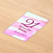 Pink green pastel 21st birthday simple name date g acryl uitnodigingen (Laagn)