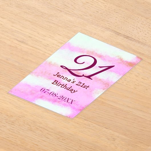 Pink green pastel 21st birthday simple name date g acryl uitnodigingen (Laagn)