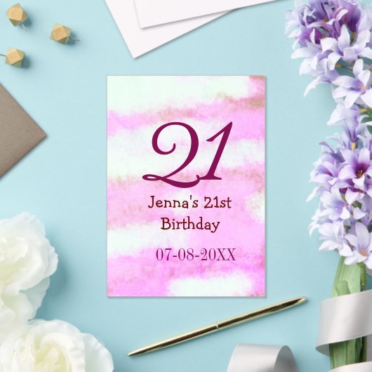 Pink green pastel 21st birthday simple name date g acryl uitnodigingen (Insitu (Huwelijk))