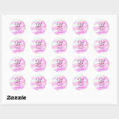 Pink green pastel 21st birthday simple name date g ronde sticker (Vel)