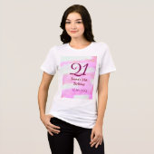 Pink green pastel 21st birthday simple name date g Tri-Blend shirt (Voorkant volledig)