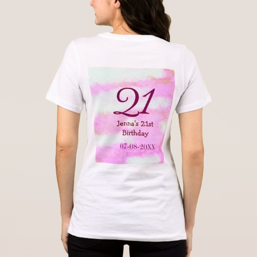 Pink green pastel 21st birthday simple name date g Tri-Blend shirt (Achterkant)