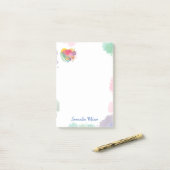 Pink Green Pastel Waterverf Floral Love Heart Post-it® Notes (Op bureau)