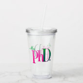 Pink & Green PhD Acrylic Tumbler  Acryl Drinkbeker (Achterkant)