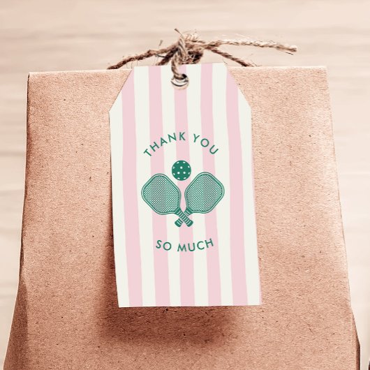 Pink Green Pickleball Birthday Party Thank You Cadeaulabel