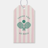 Pink Green Pickleball Birthday Party Thank You Cadeaulabel (Voorkant)