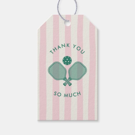 Pink Green Pickleball Birthday Party Thank You Cadeaulabel (Voorkant)