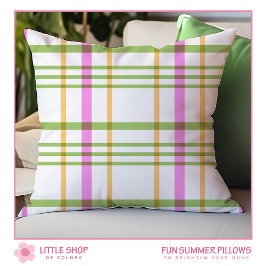 Pink Green Plaid Summer Kussen