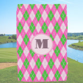 Pink Green preppy argyle custom monogram dames Golfhanddoek