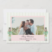 Pink Green Preppy Christmas Nutcracker 2 Photos Feestdagenkaart (Achterkant)