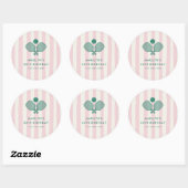 Pink Green Preppy Pickleball Verjaardagsfeestje Ronde Sticker (Vel)