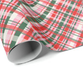 Pink Green Red Tartan Plaid Christmas Holiday Cadeaupapier (Rol Hoek)