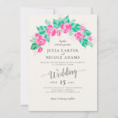 Pink Green Rose Petals Flowers Garden Wedding Kaart (Voorkant)