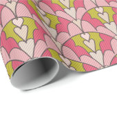 Pink & green scalloped hearts cadeaupapier (Rol Hoek)