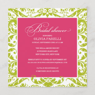 PINK & GREEN SHOWER VRIJGEZELLENFEEST INVITE KAART