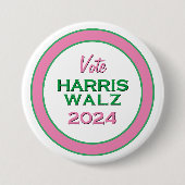 Pink Green Stem HARRIS WALZ 2024 Ronde Campagne Ronde Button 7,6 Cm (Voorkant)