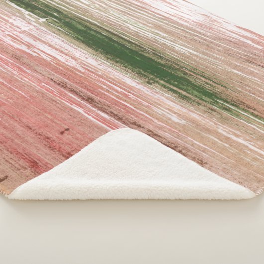Pink green striped abstract painting art sherpa deken (3/4)