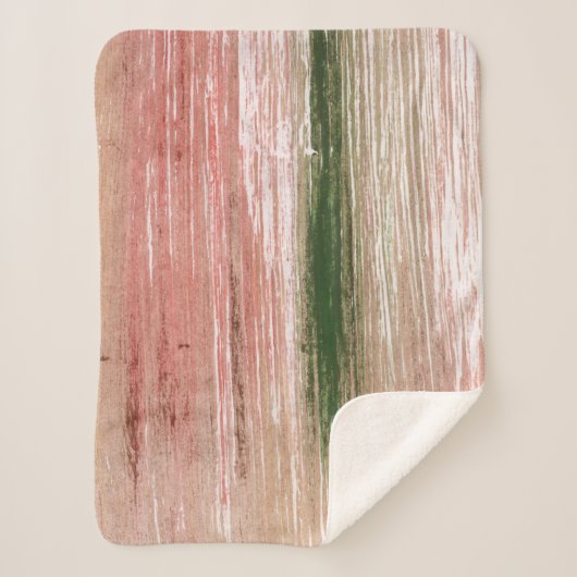 Pink green striped abstract painting art sherpa deken (Voorkant)