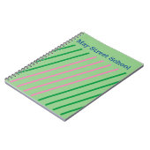 Pink Green Striped School Noteback - Custom Name Notitieboek (Linkerzijde)