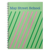 Pink Green Striped School Noteback - Custom Name Notitieboek (Voorkant)
