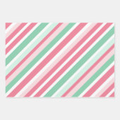 Pink Green Stripes Christmas  Inpakpapier Vel (Voorkant 2)