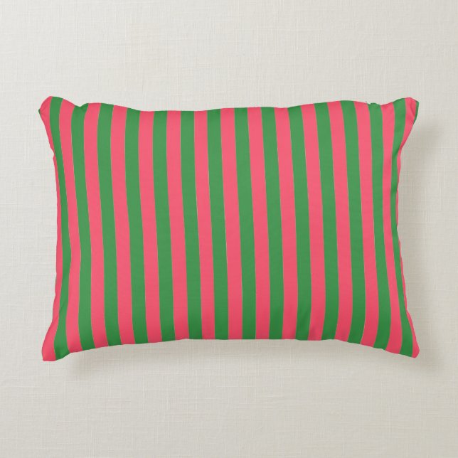 Pink Green Stripes,Lovely,Modern, Simple, Trendy Accent Kussen (Voorkant)