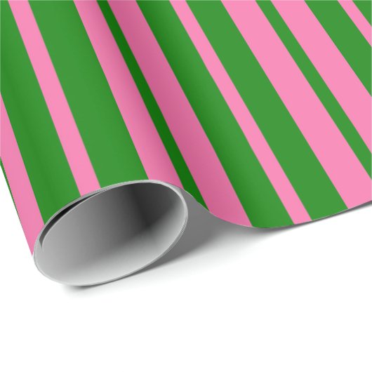Pink Green Stylish Stripes Pattern Design Cadeaupapier (Rol Hoek)
