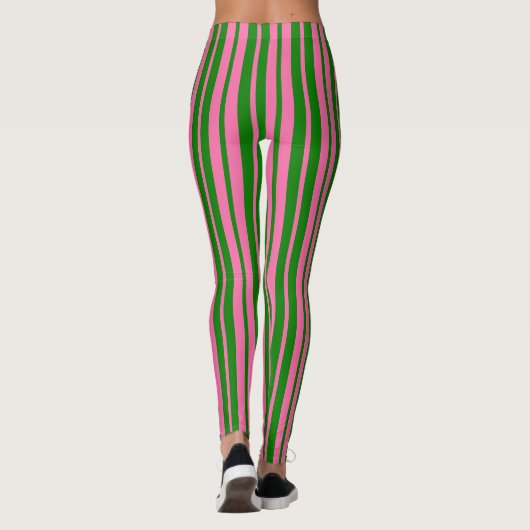 Pink Green Stylish Stripes Pattern Design Leggings (Achterkant)