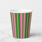 Pink Green Stylish Stripes Pattern Design  Papieren Bekers (Achterkant)
