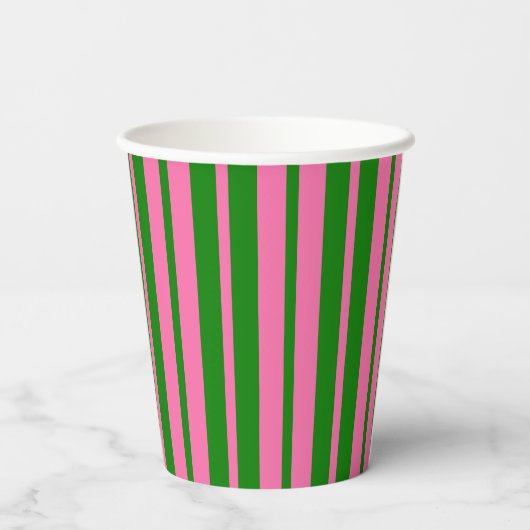 Pink Green Stylish Stripes Pattern Design  Papieren Bekers (Achterkant)