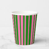 Pink Green Stylish Stripes Pattern Design  Papieren Bekers (Rechts)