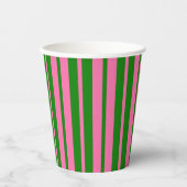 Pink Green Stylish Stripes Pattern Design  Papieren Bekers (Voorkant)
