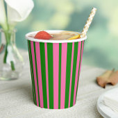 Pink Green Stylish Stripes Pattern Design  Papieren Bekers