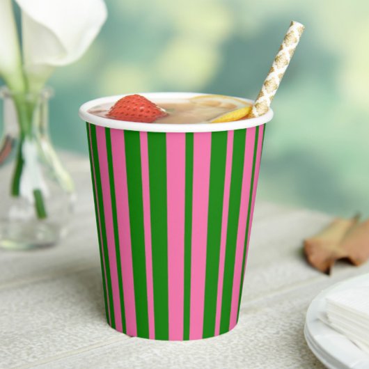Pink Green Stylish Stripes Pattern Design  Papieren Bekers