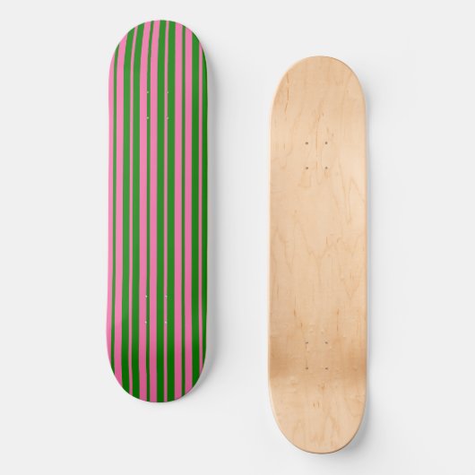 Pink Green Stylish Stripes Pattern Design  Persoonlijk Skateboard (Voorkant)