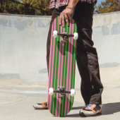 Pink Green Stylish Stripes Pattern Design  Persoonlijk Skateboard